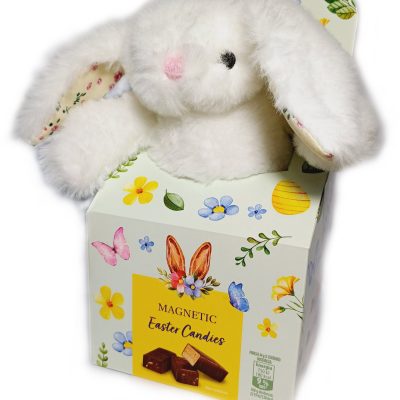 Подарунковий набір Іграшка Зайчик + Асорті щіколадних цукерок 90 г Magnetic Easter Candies Польща