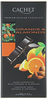 Шоколад Cachet (Кашет) чорний 57% какао з апельсином і мигдалем Бельгія 100 г