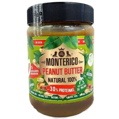 Арахісова паста без цукру, глютена, лактози 30% протеїни Monterico 100% Natural 500г Іспанія