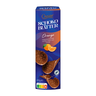 Шоколадні чіпси з хрустким рисом та апельсином Choceur Schoko Blatter Orange 125г Бельгія