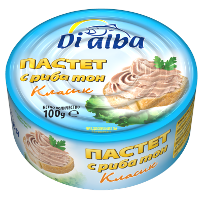 Паштет із тунця класичний Di alba Пастет риба тон Класик 90г Болгарія