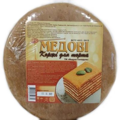 Коржі медові для торта ТМ Медуня Солодуня 400 г (4 коржі) Україна