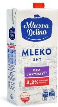 Молоко БЕЗ ЛАКТОЗЫ Mleczna Dolina mleko bez laktozy 3,2%, 1 л Польша