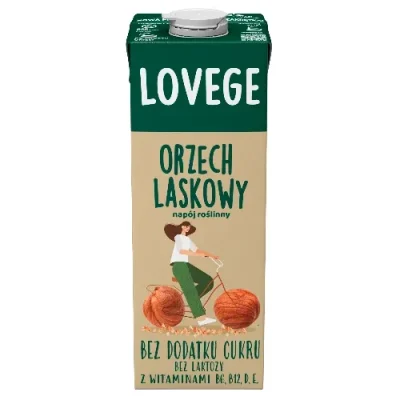 Напій рослинний Горіховий БЕЗ ЛАКТОЗИ та ДОБАВЛЕННЯ САХАРА Lovege Orzech Hazelnut 1 л Польща