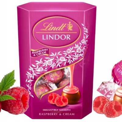 Цукерки шоколадні малина з вершками Lindt Lindor Raspberry & Cream 200 г Швейцарія