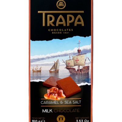 Шоколад молочний із солоною карамеллю БЕЗ ГЛЮТЕНА Trapa Caramel & Sea Salt Milk 27%, 100 г Іспанія