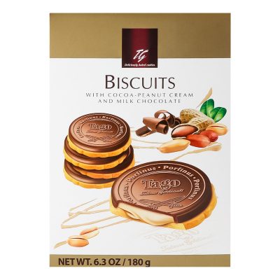 Бісквітне печиво з какао-горіховим кремом у молочному шоколаді Tago 180 г Польща