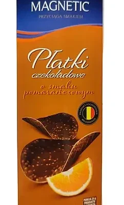 Шоколадні чипси з повітряним рисом зі смаком апельсина Magnetic 125 г Польща