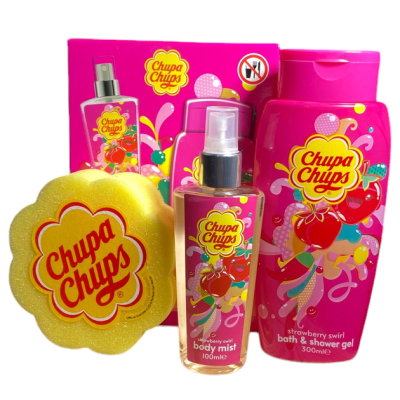 Подарунковий набір з ароматом полуниці Chupa Chups для душу (Гель, міст і мочалка) Великобританія
