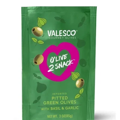 Зелені оливки без кісточки з базиліком і часником Valecoi 85 г Туреччина