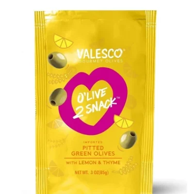 Зелені оливки без кісточки з лимоном і чебрецем Valessoi 85 г Туреччина