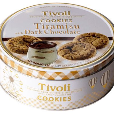 Печиво зі смаком тірамісу та темним шоколадом Tivoli Tiramisu with Dark Chocolate Cookies у ж/б 150 г Данія