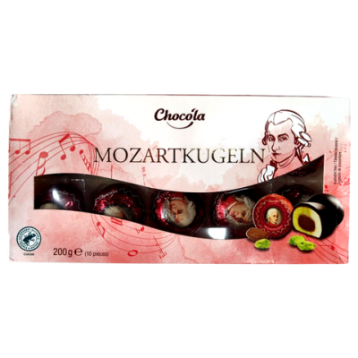 Цукерки марципанові з фісташкою в чорному шоколаді Chocola Mozartkugeln 200 г Німеччина