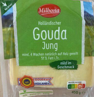 Сир БЕЗ ЛАКТОЗИ Milbona Gouda Holland Jung 48% Mild im Geschmack 450 г Німеччина