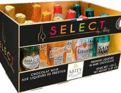 Цукерки Пляшки з лікером SELECT LIQUEURS DARK CHOCOLATE BOTTLES IN CRATE ABTEY 155 г Франція