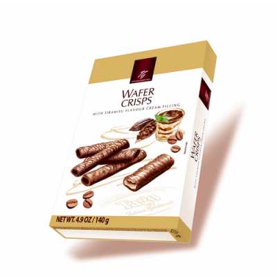 Вафельні трубочки в молочному шоколаді з кремом Тирамісу Tago Crisps Tiramisu flavour 140 г Польща
