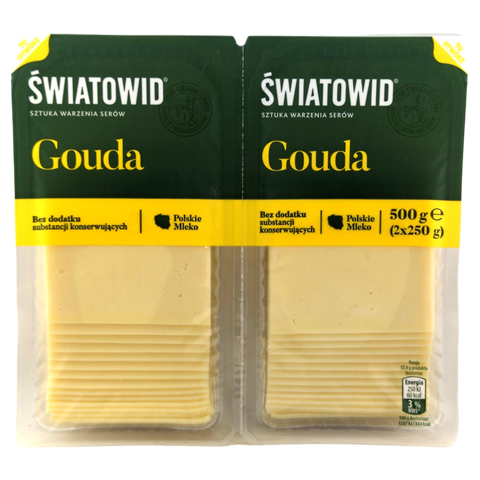 Сир у пластинках Gouda Swiatowid без консервантів 500 г (2 х 250 г) Польща