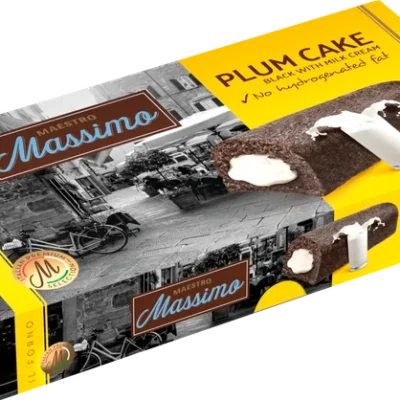 Тістечко бісквітне з какао та молочним кремом Maestro Massimo Plum Cake Black 225 г (5 шт.) Італія