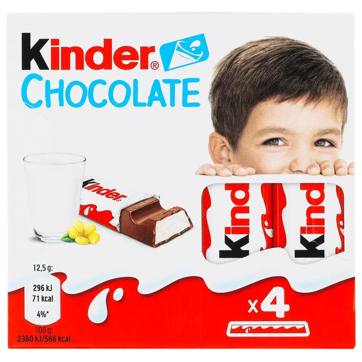 Шоколад молочний Kinder Chocolate з молочною начинкою 50 г (4х12.5г) Німеччина