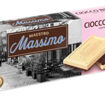 Печиво бісквітне з білим шоколадом Maestro Massimo Ciocco Biscotto White 120 г Італія
