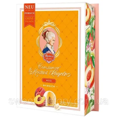 Цукерки марципанові персик у білому шоколаді Mozart-Kugel Reber Німеччина 120г