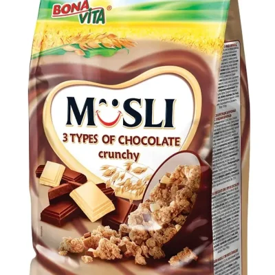 Мюслі цілозернові з тріо шоколадом БЕЗ ПАЛЬМОВОГО МАСЛА Bona Vita Чехія 700 г