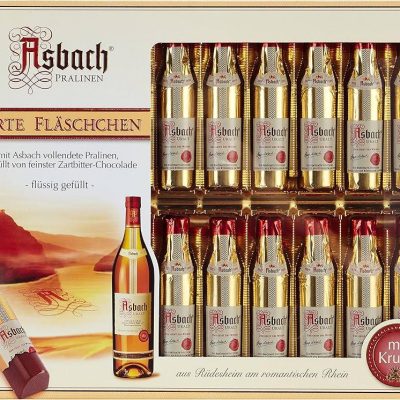 Цукерки з темного шоколаду з бренді Asbach Pralinen Zarte Fläschen in Zartbitter-Chocolade 250 г Німеччина