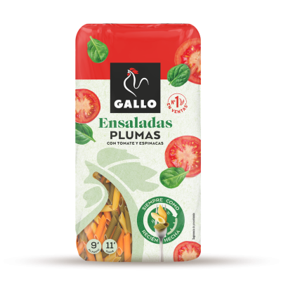 Макаронні вироби з томатами та шпинатом Пір'я Gallo Ensaladas Plumas 450 г Іспанія
