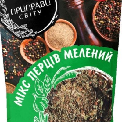 Мікс перців мелений (чорний, білий, рожевий, зелений) Приправи Міра 20 г пакет-саше