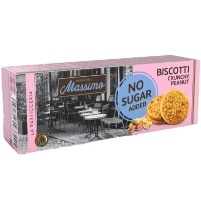Печиво БЕЗ САХАРА зі шматочками арахісу Maestro Massimo Biscotti 135 г Італія