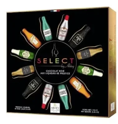 Цукерки з чорного шоколаду Пляшки з Лікером Liqueurs Selection Abtey 155 г Франція