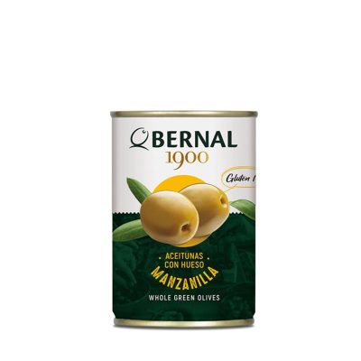 Оливки зелені з кісточкою БЕЗ ГЛЮТЕНА Bernal Manzanilla con Hueso 292 г/150г Іспанія
