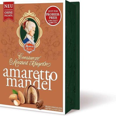Цукерки марципанові з амарето молочним шоколадом Constanze Amaretto Almond Mozart-Kugel Reber Німеччина 120 г