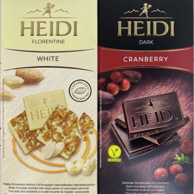Шоколад (2 шт.) з карамелізованим шаром мигдалю Florentine 100 г і темний із журавлиною 80 г Heidi Румунія