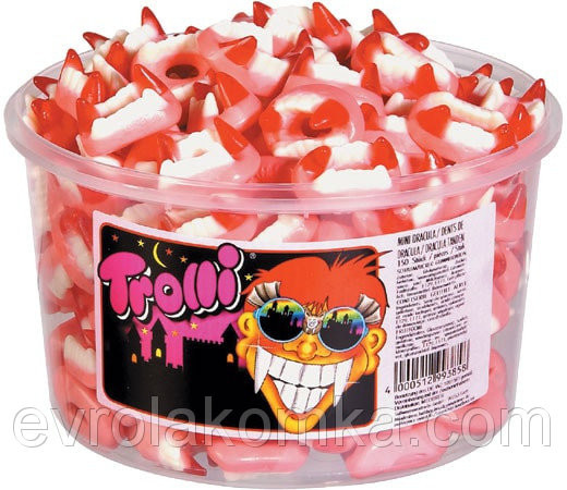 Желейні (жувальні) цукерки Trolli -Дракула-Зуби Німеччина 1050г (150 шт)