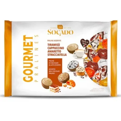 Цукерки шоколадні Асорті Socado Moment Gourmet Praline (тирамісу, амаратто,статичелла, капучино) 1 кг Італія