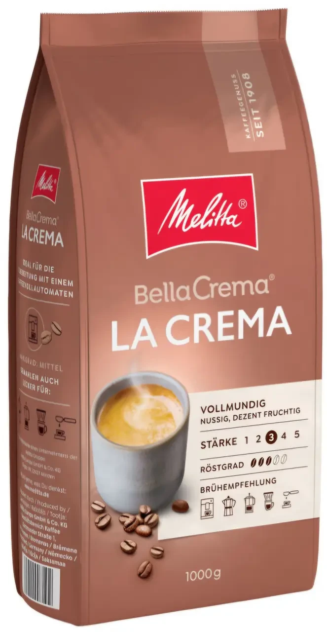 Кава в зернах Melitta Bella Crema La Crema 100% Арабіка 1кг Німеччина