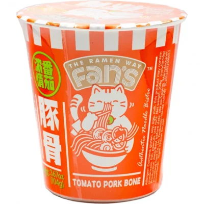 Суп швидкого приготування з локшиною рамен, свининою і томатами у стакані Fans 104г Китай
