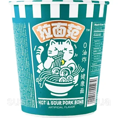 Суп швидкого приготування кисло-гострий з локшиною рамен та свининою у стакані Fans 93г  Китай