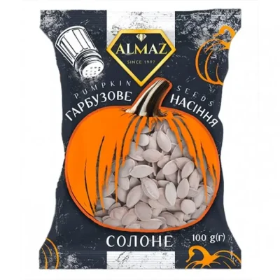 Насіння гарбузове  смажене солоне  ALMAZ 70г
