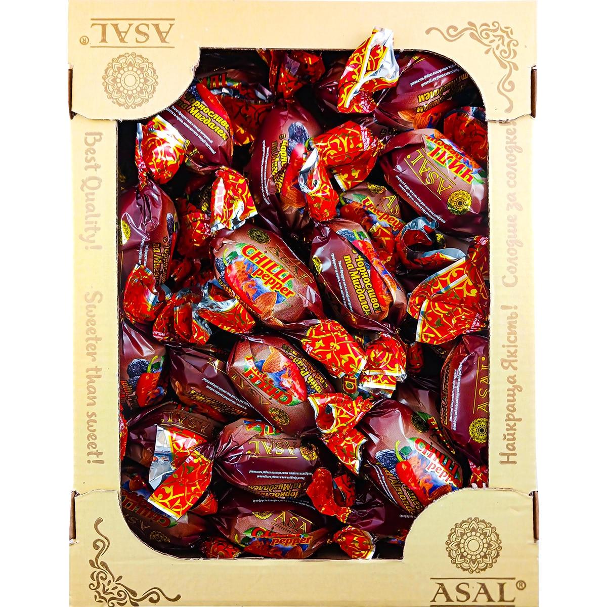 Цукерки "Чилі" Чорнослив із мигдалем і перцем чилі, Asal, Україна, 1 кг.