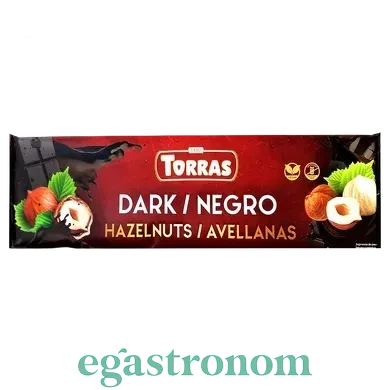 Шоколад чорний із фундуком БЕЗ ГЛЮТЕНА Torras Dark Chocolate with Huzelnuts 300 г Іспанія