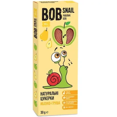 Фруктові яблучно-грушеві цукерки БЕЗ ЦУКРУ ТА ГЛЮТЕНУ  Bob Snail 30 г