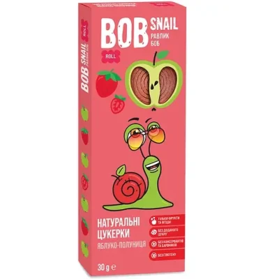 Журавлини фруктові яблучно-полуничні БЕЗ ЦУКРУ ТА ГЛЮТЕНУ Bob Snail 30 г