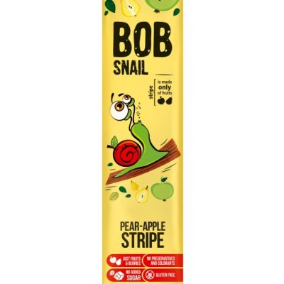 Цукерка фруктова Грушево-Яблучний страйп БЕЗ ЦУКРУ ТА ГЛЮТЕНУ Bob Snail 14 г