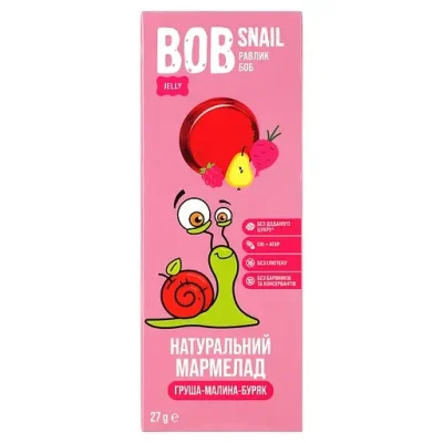 Фруктово-ягідно-овочевий мармелад Bob Snail Груша-Малина-Буряк 27 г