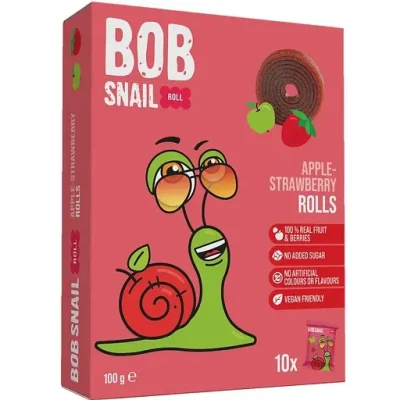 Цукерки фруктові  яблучно-полуничні  Bob Snail (10 шт. х 10 г) 100 г