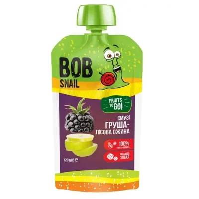 Смузі фруктове Bob Snail Груша-Лісова Ожина, пастеризоване, 120 г