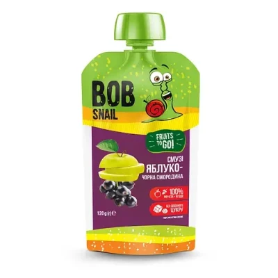 Смузі фруктове Bob Snail Яблуко-чорна смородина, пастеризоване, 120 г