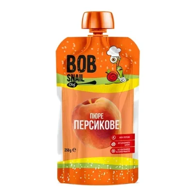 Пюре фруктове Bob Snail Персик, пастеризоване, 250 г